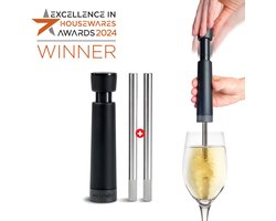 Airtender Wine Aerator | Wijnbeluchter | 1 + 1 GRATIS RVS FILTERBUIS | Winnaar Excellence in Housewares Awards | Made in Holland