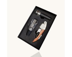 Mémoire® Couteau Sommelier Giftset - Kurkentrekker - 3 in 1 Sommelier mes - Wijnopener - Vacuüm Wijnstopper - Wijnschenker - Geschenkverpakking - Premium kelnermes van pakkahout - Flesopener - Tweetraps hefboom - Flesopener - Horeca kwaliteit