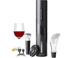 Bondoo elektrische kurkentrekker - kurkentrekker wijn - elektrische kurkentrekker set - Wijnset - Wijn Accessoires - Flessenopener - Kurkentrekker– Wijnstopper - Wijnfles Opener - Oplaadbaar incl. Oplaadkabel - Zwart