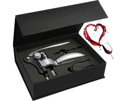 Luxe Kurkentrekkerset - 3 delig - Wijnaccessoires Set - Wijn set - Wijnopener - Hoogwaardig Flessenopener - Wijn tool set - Wijnopener - Flessenopener - Geschenkdoos - Giftset - Geweldig Cadeau voor Man