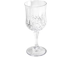 alpina Plastic Wijnglazen Set 6 Stuks - Kunststof Wijn Glazen 200ml - Wijnglas met Kristaleffect - Plastic Bekers - Geschikt voor Fris, Rode en Witte Wijn - Hand Afwasbaar - Transparant