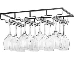 Ophangrek Wijnglazen - Wijnrek - Ophangrek - Glazenrek - Wijn Glas Rek - Wijnglas Houder - Wijnglazenhouder - Wijnglazen organizer - glasophangrek - Wijnglas Rek - Bar, Keuk - Zwart