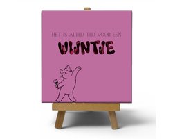 Geschikt voor Keramisch cadeau tegel Het is altijd tijd voor een wijntje - Grappige spreuktegel - Cadeau idee voor vrienden - 11 x 11 cm - Inclusief standaard