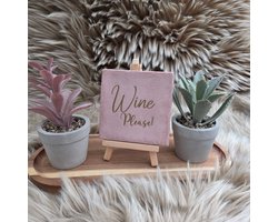 Robuust Wenstegeltje - Wine Please! – Luxe Wijn Tegel met Tekst – Leuk Cadeau voor Wijnliefhebbers en Gezellige Avonden - Trendy nu - Cadeau - Vrienden of Vriendinnen - Familie – Decoratief Tegeltje met Standaard – Cadeau Idee