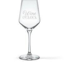 Luxe Witte Wijnglas met tekst - It's Wine O'Clock - Gegraveerd wijnglas - 36cl - Vaatwasserbestendig