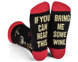 SilverAndCoco - Wijn Sokken / Gekke Vrolijke Foute Wijnen Kleding / Leuke Grappige Happy Dikke Warme Dames Socks / Huissokken Verjaardag Geschenk accessoires Sok Outfit Katoen / Vrouwen Sinterklaas Schoen Kerst cadeau met Tekst - Wine