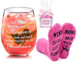 Wijn Glas Met Grappige Sokken Cadeauset Voor Vriendin, Verjaardag, Vriendschap, Kerst