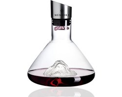 Mémoire® Montagne Decanteer Karaf – Luxe Wijn Karaf – 1.6L Decanteer Karaf Handgeblazen Loodvrij Glas – Wijn Karaf met RVS Schenkdop, Filter & 12-Stralen Beluchter – Wijn Decanter – Perfect Cadeau voor Wijnliefhebber – Luxe Wijn Geschenk
