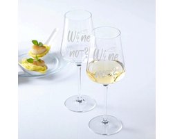 Gegraveerd Wijnglas 560ml met Grappige Tekst "Wine Not?" - Cadeau voor Wijnliefhebbers
