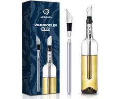 LEOCATA® Wijnkoeler Stick – RVS Wijnkoeler staaf met Schenktuit en Wijnstop – Wijnkoeler voor Fles – Herbruikbare Chill Rod – Wijn Accessoire – Wijnkoeling zonder IJsemmer – Cadeau voor Wijnliefhebbers