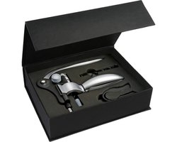 Kurkentrekker de Luxe - Flessenopener - Wijnopener - Hoogwaardig aluminium - 3 delig - Geschenkdoos - Giftset - Cadeau