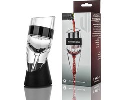 Wijnkaraf Aerator - Wijnschenker Beluchter - Wijn Luchten - Directe Beluchting - 22.6 cm - Zwart